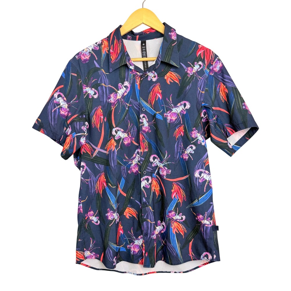 Lululemon Mens Evolution Short Sleeve Shirt Floral Bird of Paradise Multi Large‎